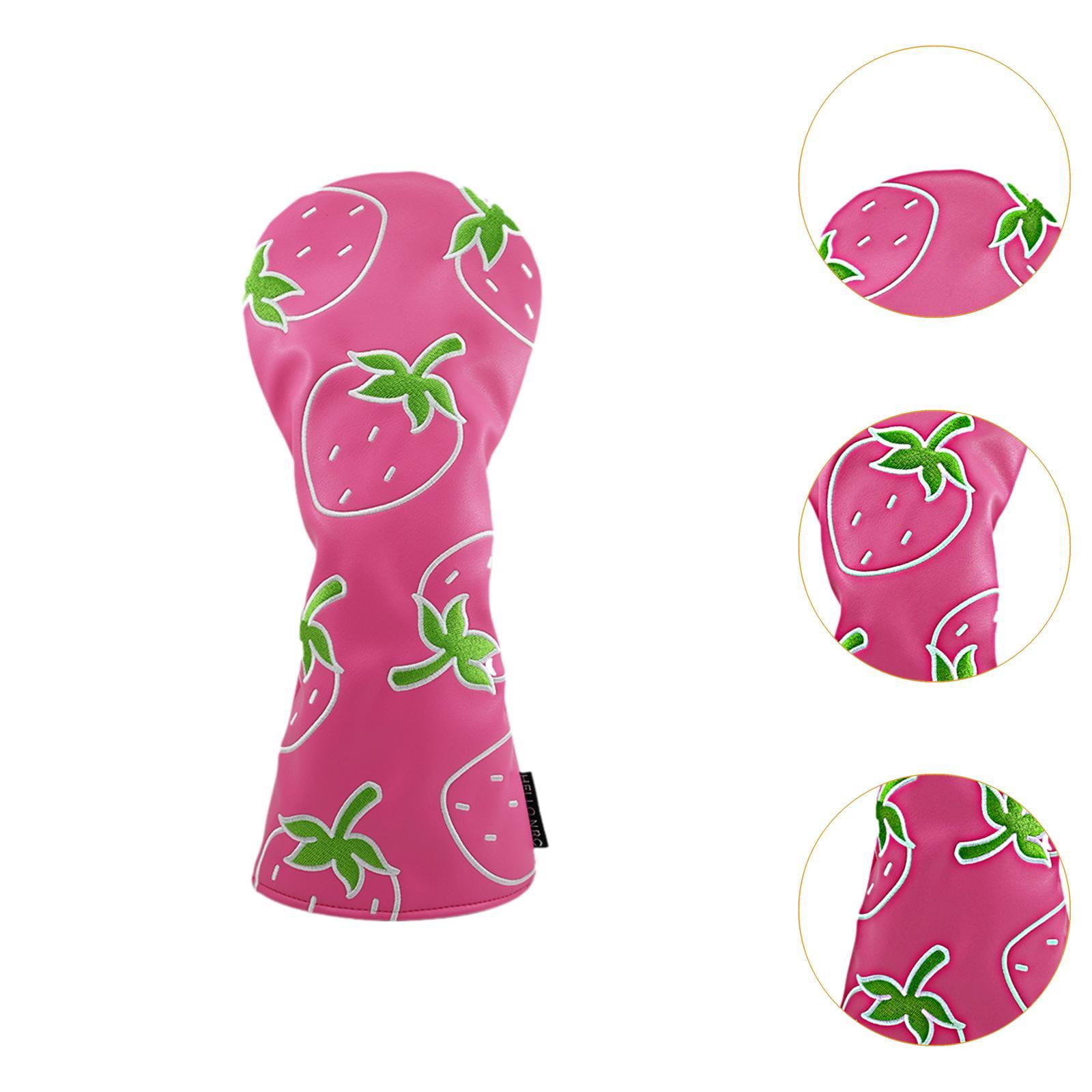 lacooooppia Strawberry Printed Golf Wood Headcover Wood Cover ,Golfing Supplies PU Leather Portable Sports Golf Club Head Cover Protector DR