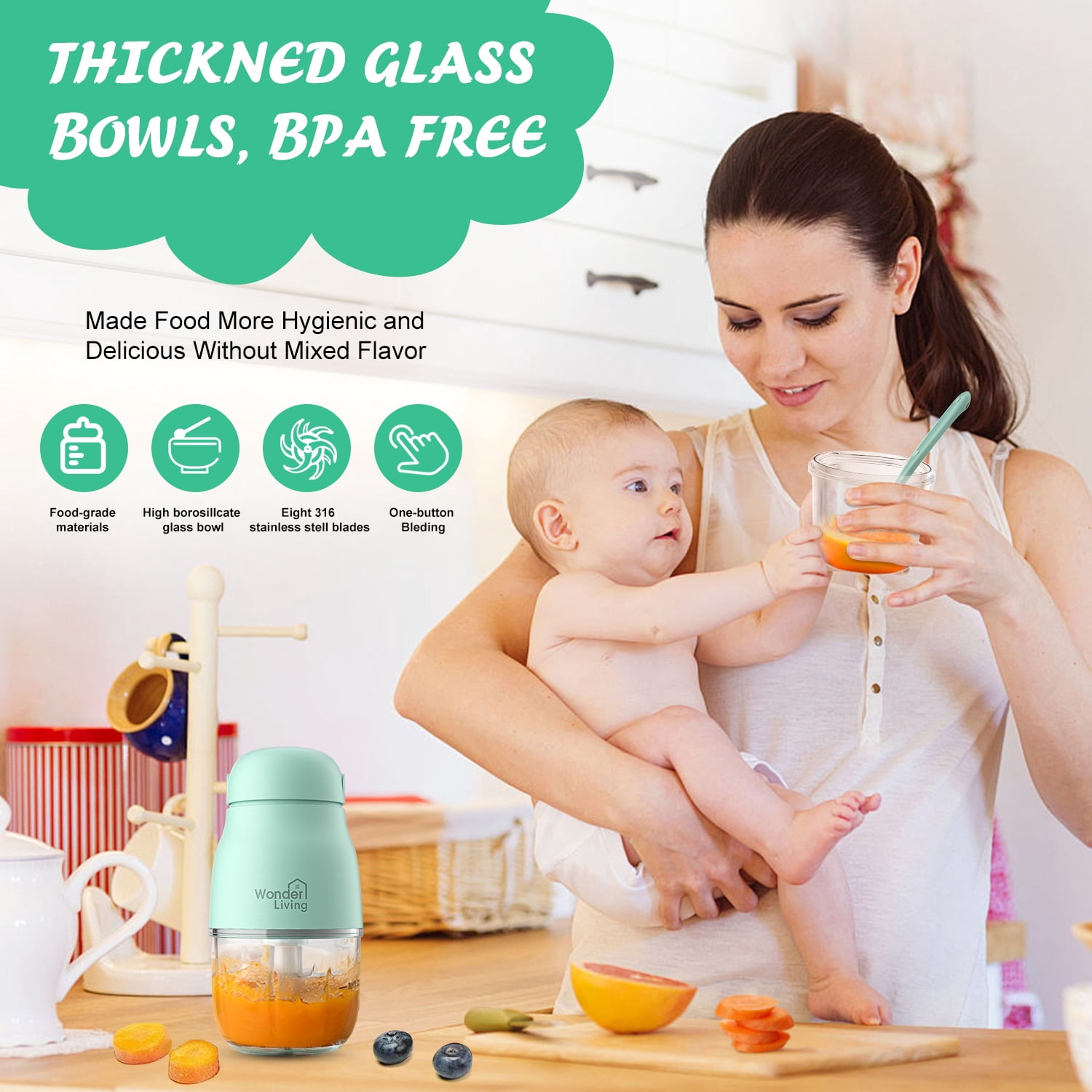 Baby Food Maker Processor Blender Puree for Baby Food Fruit Vegetable, One Step Meal Prep