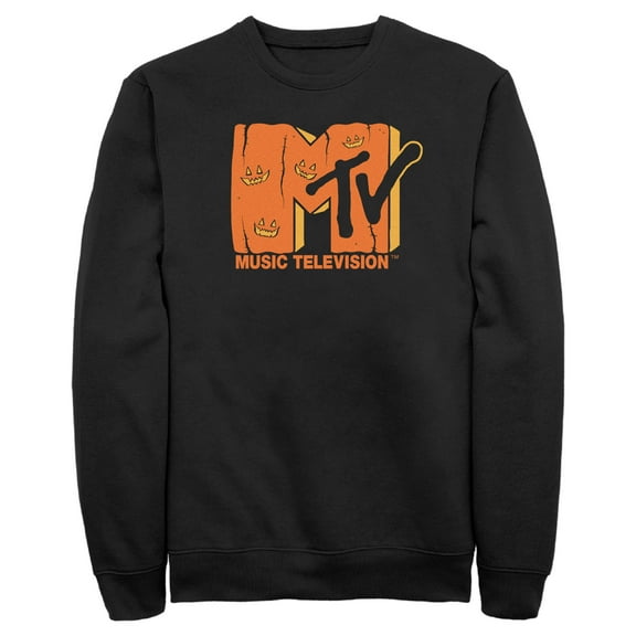 Men's MTV Jack-o'-lantern Logo  Sweatshirt Black 2X Large