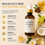 Luminous Vitamin C Oil for Face & Body – Lightweight Fragrance Free Body Oil with Stable Vitamin C, Jojoba Oil, Grapeseed & Coconut Oil – Fast Absorbing Glow Oil for Dry Dull Skin – 4 oz