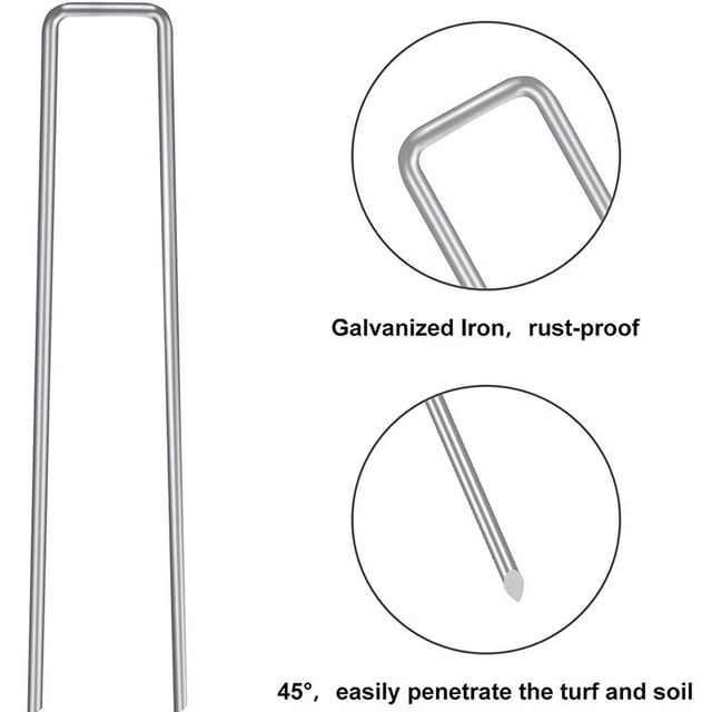 Paño para pisos, clavo de tela a prueba de césped, clavo de jardín en forma de U, clavo de alambre de acero para pisos, clavo diagonal galvanizado para césped, soporte de película de