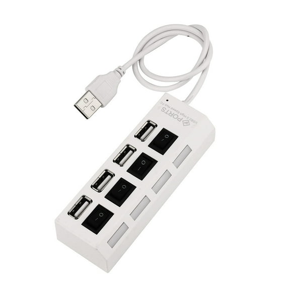 4 Port USB Hub with Individual Power Switches and AC Adapter for Enhanced Computer Connectivity