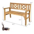 Jiowenm Outdoor Patio Bench Acacia Wood Garden Bench with Backrest and