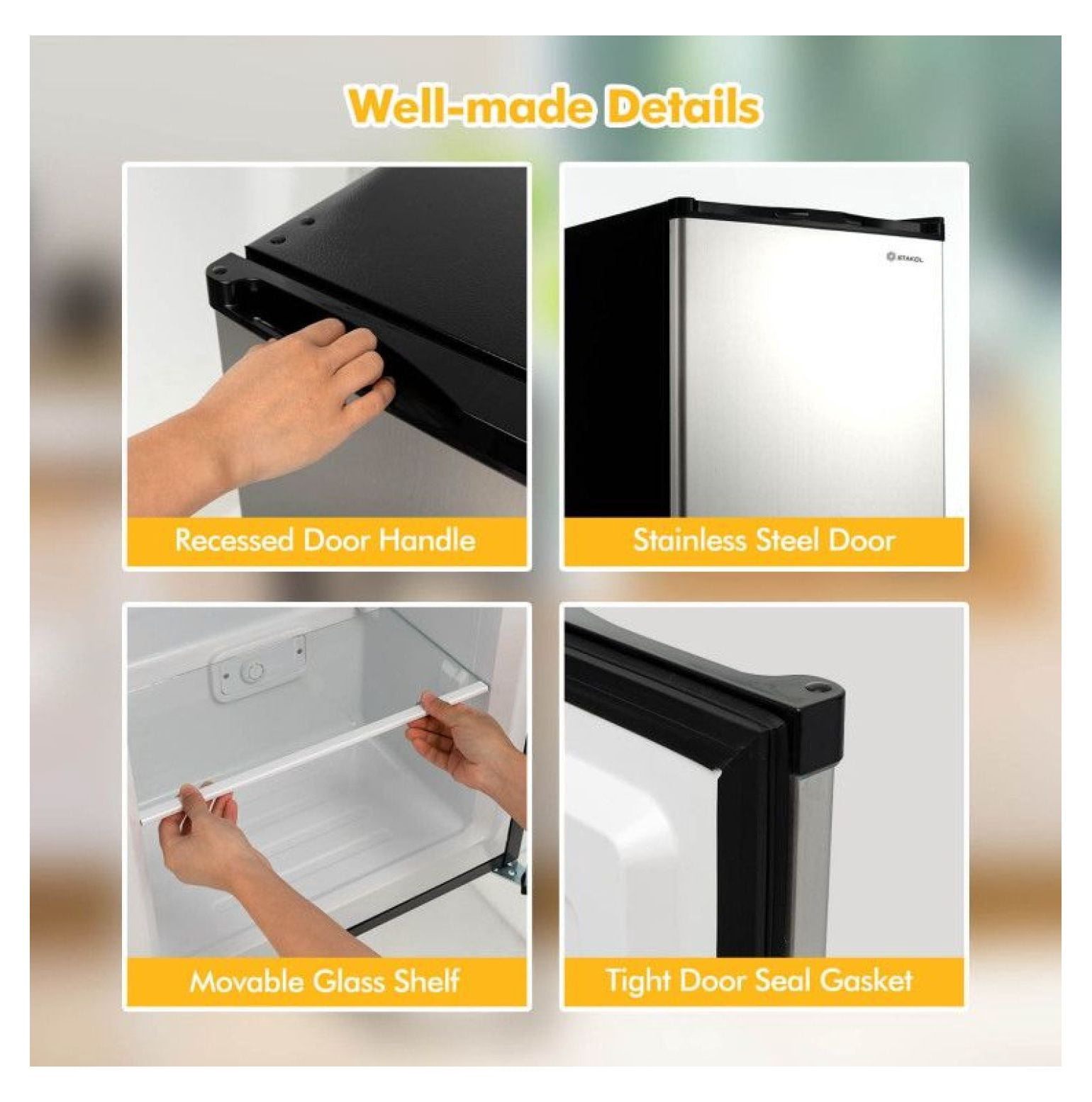 Compact Upright Freezer 3.0 cu ft - Stainless Steel Door - Mini Freezer - Adjustable Temp Control - Space Saving - Manual Defrost
