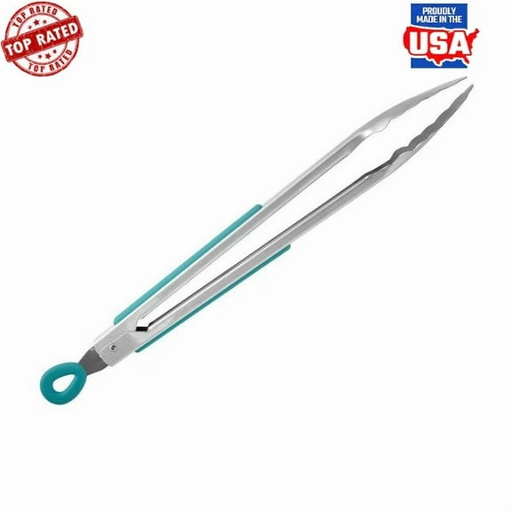 12-In Silicone Stainless Steel Locking Tongs Dishwasher Safe Kitchen Utensil New