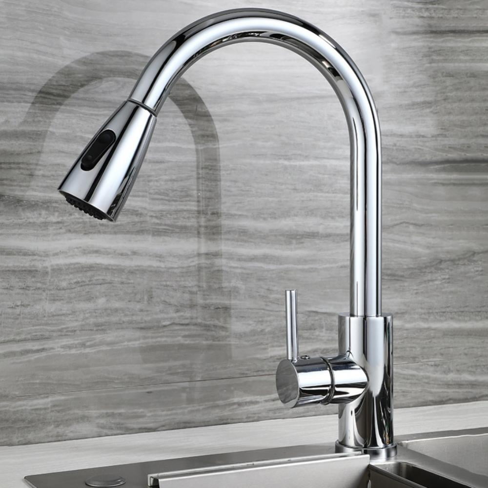 Details about   Single Handle High Arc Brushed Nickel Pull Down Sprayer Kitchen Faucet w/ Cover 
