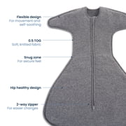 HALO SleepSack SwaddleStretch, Arms Up or Extended Arms, Newborn Baby Swaddle, 0 – 3 months, 0.5 TOG, Grey