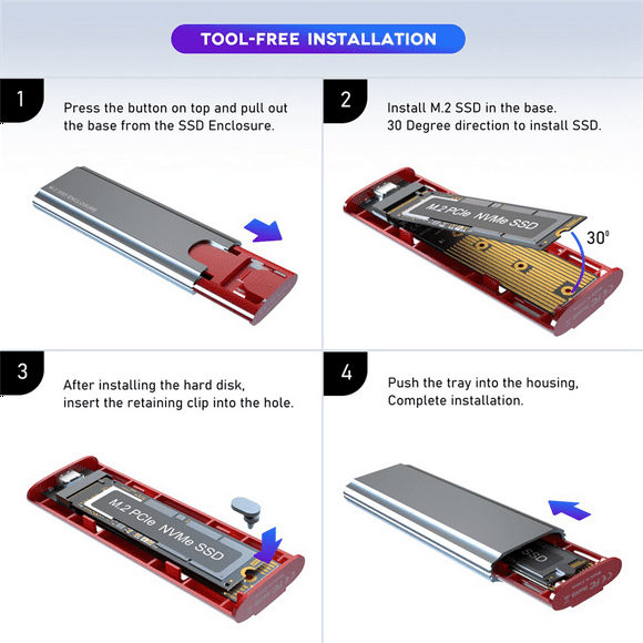 2X M2 SSD Case M.2 to USB 3.1 Gen 2 10Gbps NVMe SSD Enclosure for NVMe PCIE M Key/ (B+M) Key SSD , M2 SSD Case