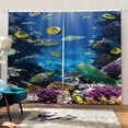 thumbnail image 3 of Kearding Cortina de ventana de 2 uds, cortinas con estampado Tropical de peces marinos, cortinas de tela, accesorios interiores, baño para el Sombras de ventana, 3 of 6