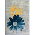 thumbnail image 1 of Contemporary Floral Pattern Area Rug Carpet in Teal Yellow, 3x10 (2'7" x 9'10", 80cm x 300cm), 1 of 5