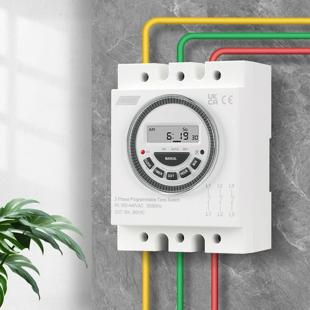 Timer Switch, 18 on Off Settings 3 Phase Time Control Switch 7 Days 24 Hours Programmable for Pools Lights Irrigation Systems