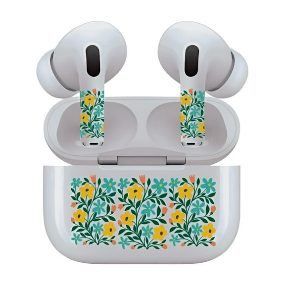 AirSkins - Decals for AirPods 3, Yellow Flowers Design, Scratch-Resistant, Precision Fit, Wireless Charging Friendly, Easy Application, Durable Protection for Earbuds & Case - Unit per pack