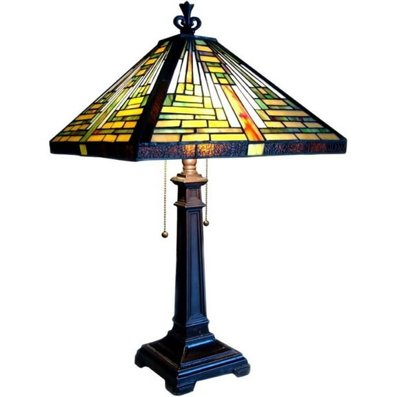 Pemberly Row Tiffany-style 2 Light Mission Table Lamp 14" Shade
