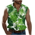 thumbnail image 3 of cllios Men's Hawaiian Shirt Hawaiian Floral Button Down Sleeveless Tank Tops Tropical Vacation Beach Shirts with Pockets, 3 of 6