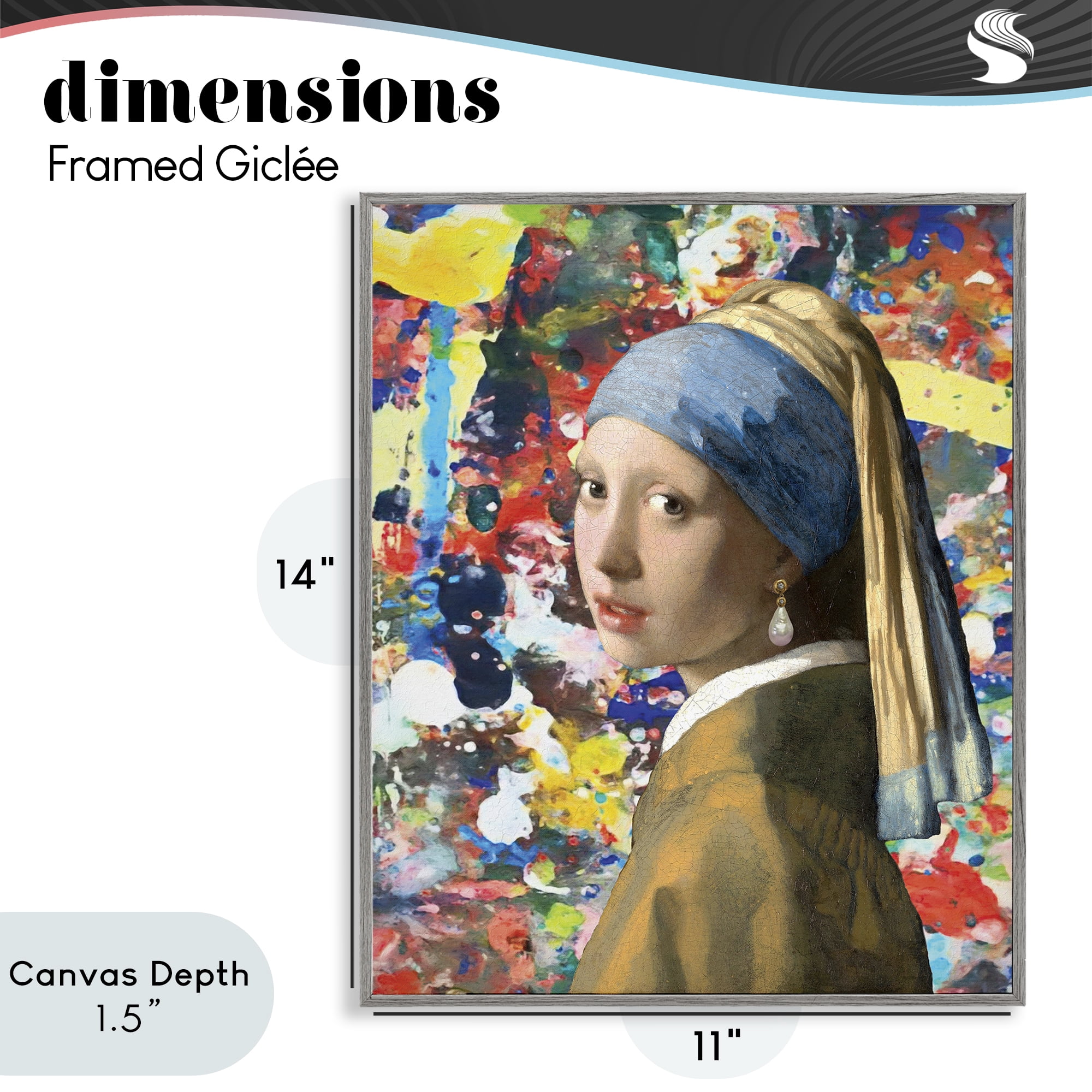 Stupell Industries Modern Splatter Iconic Pearl Earring Gray Framed Giclee Art, design by Grotto Studios