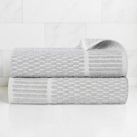 Superior Juno Viscose Cotton Blend Medium Weight Bath Towels, Set of 2, Platinum