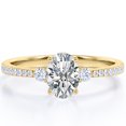 thumbnail image 1 of Past Present Future 1.25 Carat Oval Shape Moissanite Pave Prong Set Engagement Ring In 18K Yellow Gold Plating Over Silver, 1 of 4