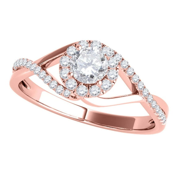 Mauli Jewels Engagement Rings for Women 0.50 Carat Diamond Halo Precious Engagement Ring 4 prong 10K Rose Gold
