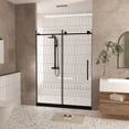 thumbnail image 3 of Youmumeub 56-60" W x 76" H Frameless Sliding Shower Door, 1/4" Clear Tempered Glass with Explosion-Proof Film, Stainless Steel Hardware, Bathroom Shower Enclosure, Matte Black, 3 of 23