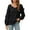 Black, variant on Womens V Neck Sweatshirt Ruffled Long Sleeve Tops Trendy Loose Fashion Solid Color Clothes