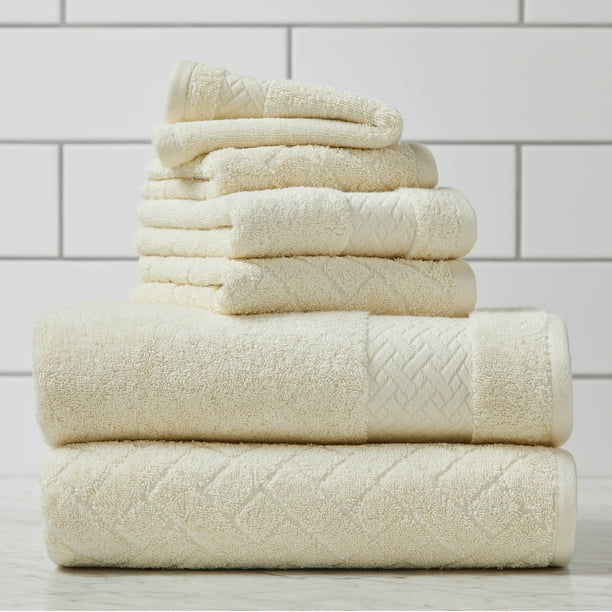 Better Homes & Gardens Wicker Jacquard 6 Piece Bath Towel Set, Ivory