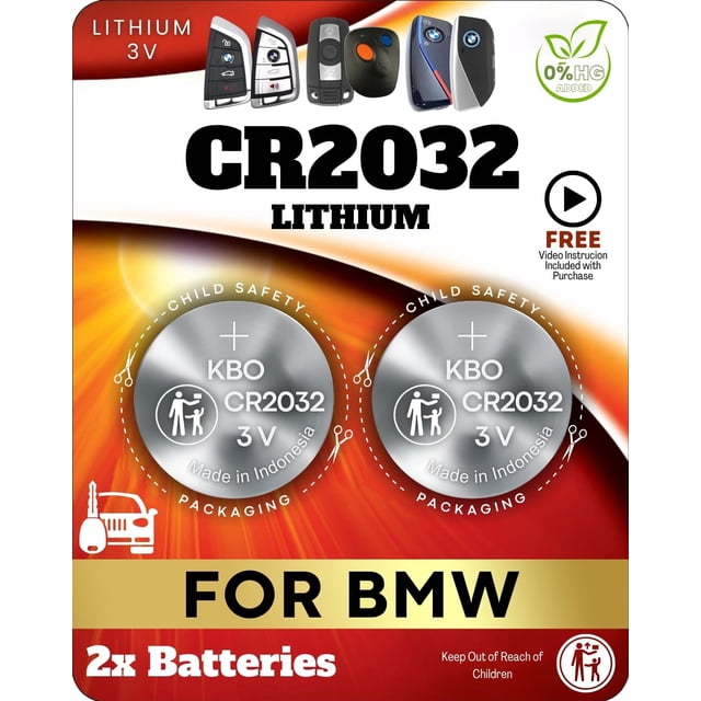 Pilas CR2032 Key Battery Outlet, paquete de 2 para control remoto de llave BMW