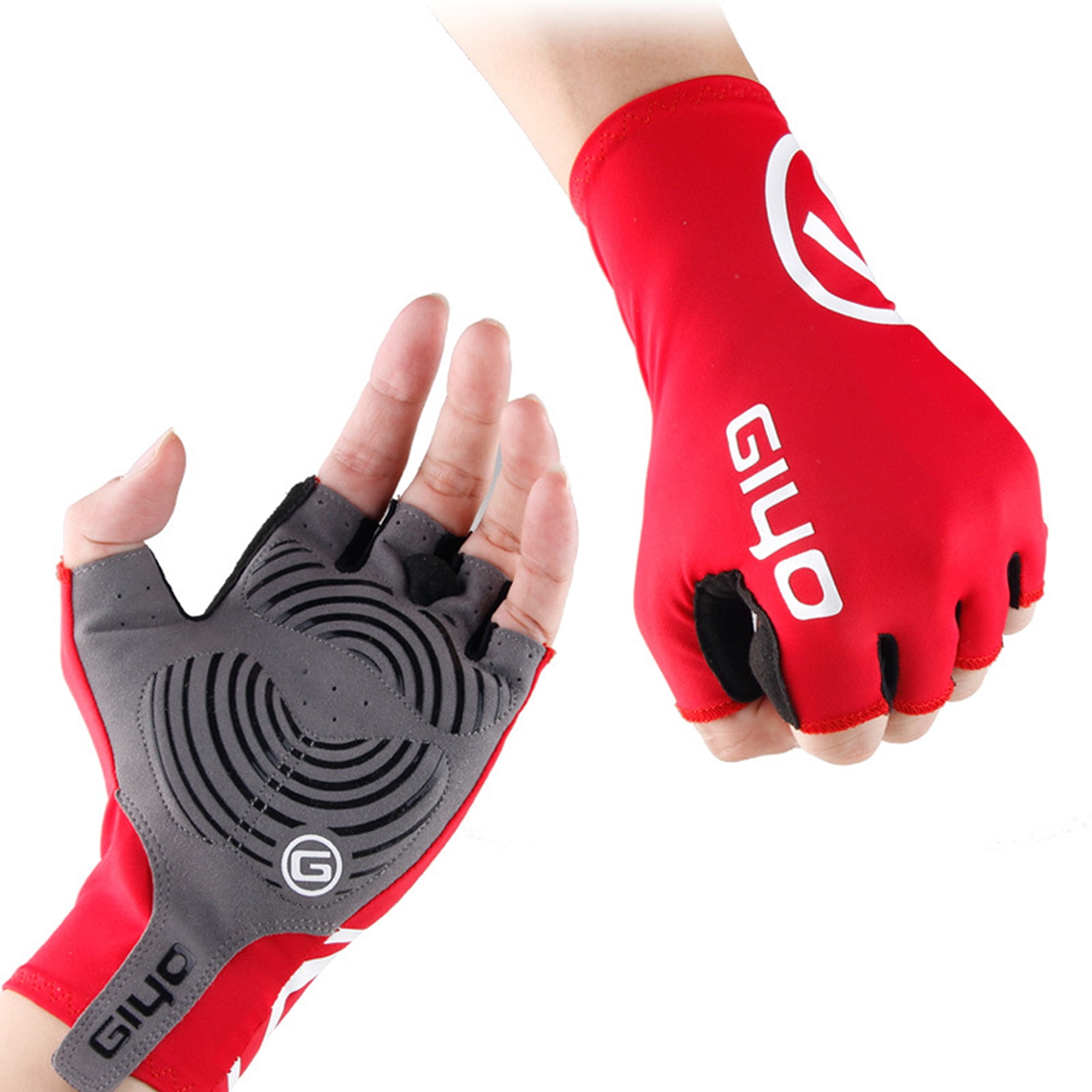 Cycling Road Racing Gloves Lycra Anti-Slip Half Finger Gloves  Shock Absorber 