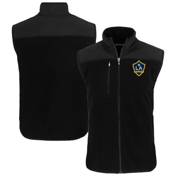 Men's Cutter & Buck Black LA Galaxy Big & Tall Cascade Eco Sherpa Fleece Full-Zip Vest