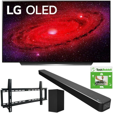 LG OLED65CXPUA 65-inch CX 4K Smart OLED TV with AI ThinQ (2020) Bundle with LG SN6Y 3.1 Channel High Res Audio Sound Bar + TaskRabbit Installation Services + Vivitar Low Profile Flat TV Wall Mount