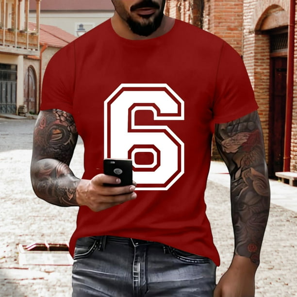 Tops para hombre, blusas y camisas de cuello redondo y manga corta para hombre, blusas estampadas de moda para hombre, jersey de cuello redondo y manga corta, blusa de poliéster para hombre.
