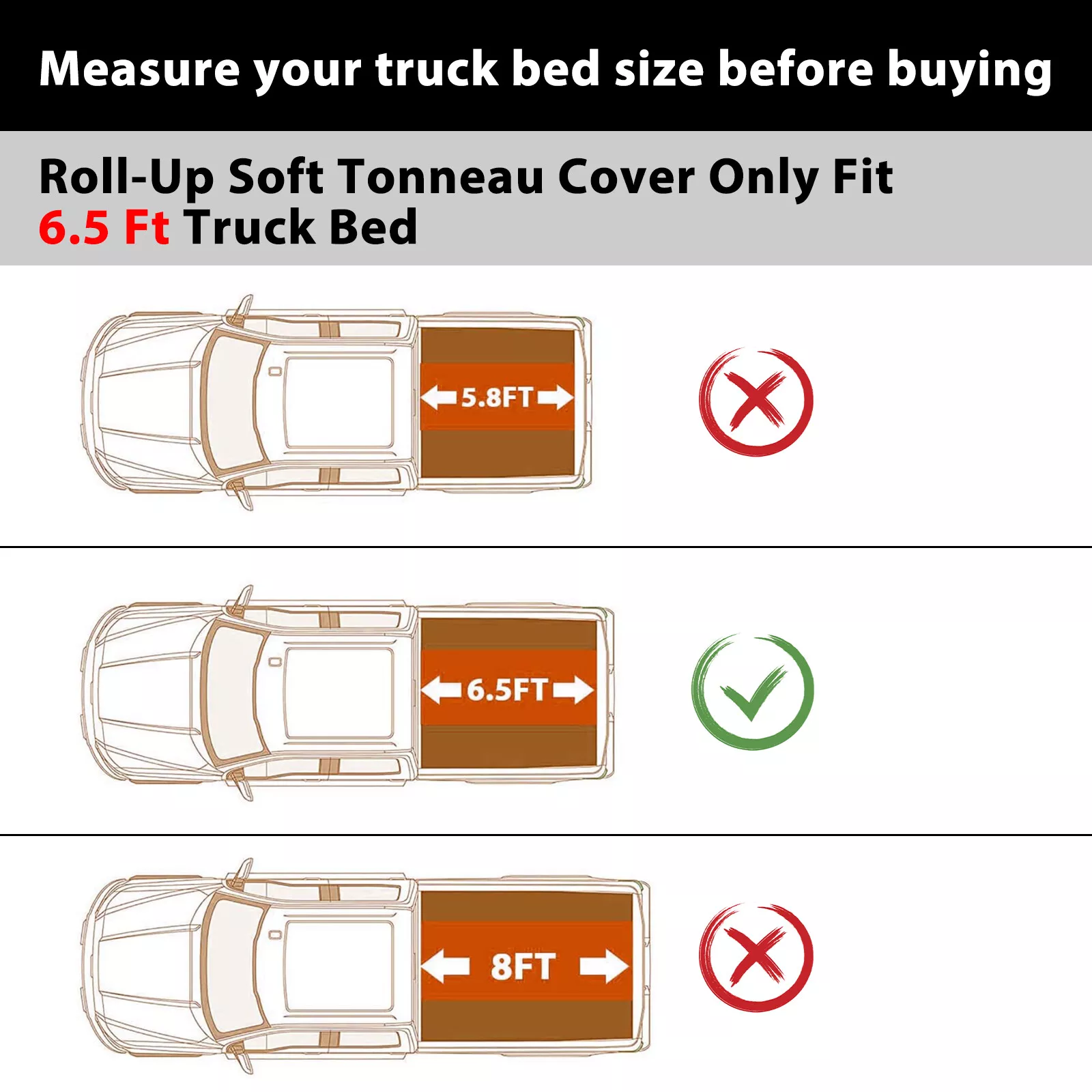 Kojem 6.5FT Roll up Truck Bed Tonneau Cover for 1999-2007 Chevy Silverado GMC Sierra Vinyl Black