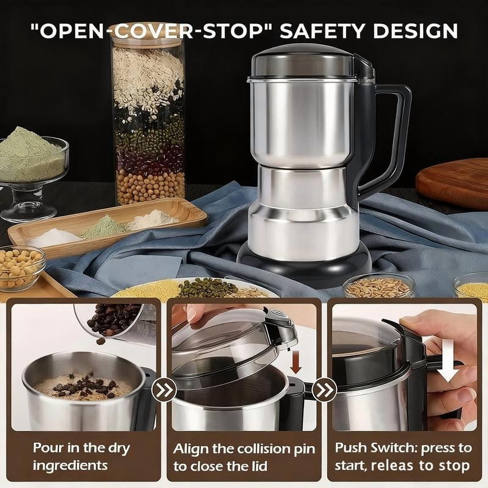 Multifunctional Grinder Coffee Grinding Tool 400W, Food-Grade Fast Grinder for Beans Grains and Kitchen Use