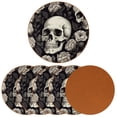thumbnail image 2 of Skull 6PCS Round Microfiber Leather Coasters Set - 11x11 cm/4.3x4.3 in - Stylish Drink Mats for Home and Office - Your Table with High-Quality Beverage Coasters, 2 of 6