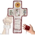 thumbnail image 1 of Santuario de bolsillo católico hecho a mano con cruz de plata incorporada, altares de viaje, colcha de oración con cruz en el interior, espirituales cristianos para amigos y familiares., 1 of 1