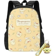Kuromi Kawaii Pompompurin Backpack Cartoon Anime Pom Pom Purin Bag Large Capacity Waterproof Travel Backpack Cosplay Women Daypack with Keychain