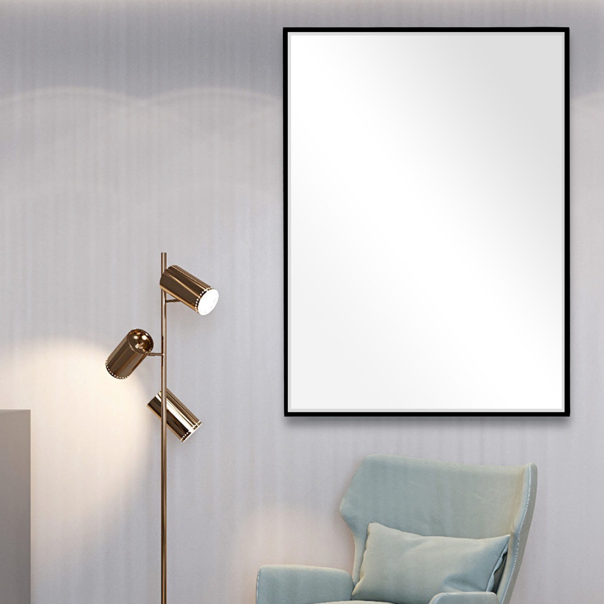 Floor Mirror Wall Mounted Leaning Hanging Rectangle Black 38"x26"