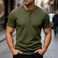 thumbnail image 6 of Liweisiy Men's Textured Henley T-Shirt Short Sleeve Notch Neck Solid Color Tees Casual Athletic Summer Tops Army Green XL, 6 of 10