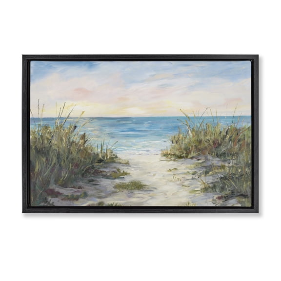 Stupell Industries Walk To The Beach Black Framed Floater Canvas Wall Art, design by Julie DeRice