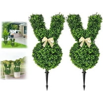 2Pcs Bunny Tree Easter Decor, 29" Rabbit Topiary Artificial Topiary Tree Green Fake Easter Rabbit Plant, for Porch Decoration Outdoor Indoor Home Decor