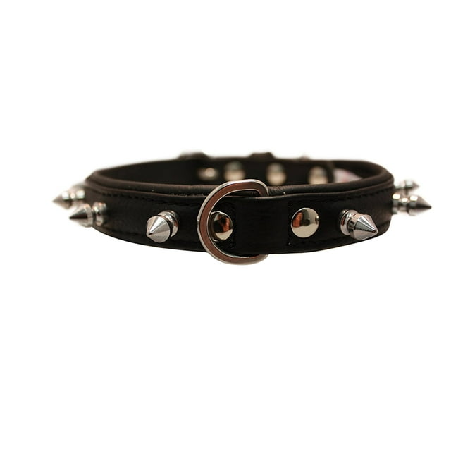 Genuine Leather Tooled Dog Collar | Handmade Collar | Rotterdam Spiked Collection | Perfect for Medium, Large and XL Dog Breeds | Stainless Steel Hardware | Brass Buckle