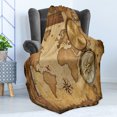 thumbnail image 4 of Map Soft Flannel Fleece Throw Blanket, Aged Vintage Treasure Map Ruler Rope Old Compass Antique Adventure Discovery, Cozy Plush for Indoor and Outdoor Use, 50" x 70", Brown Pale Brown, by Ambesonne, 4 of 5