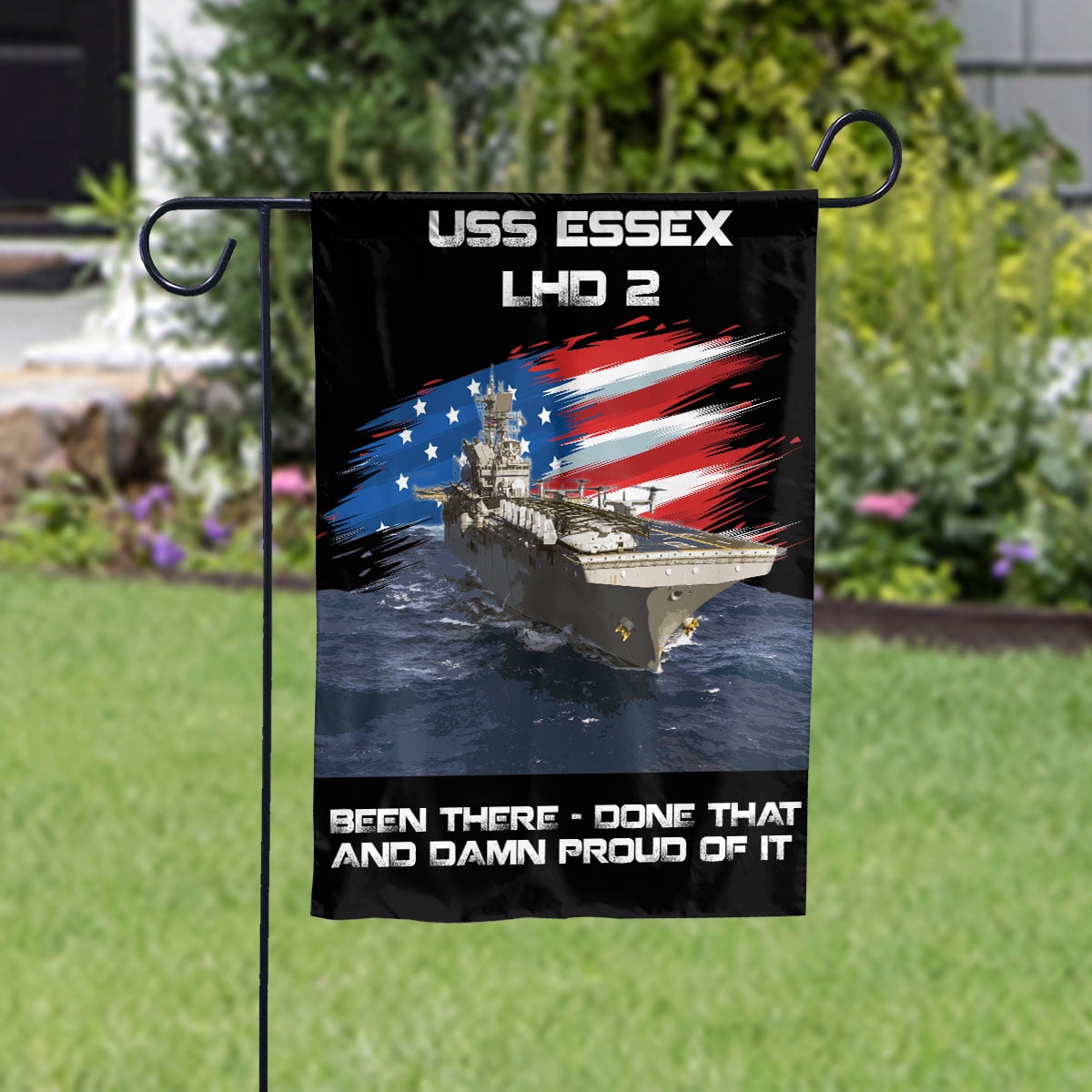 USS-ESSEX-LHD-2 Veterans Day, Flag Ship 4th of July , Patriotic Flag House Flag, Double-Sided Decorative Outdoor Flag, Patriotic Polyester Yard Flag 29.5 x 39.5 in