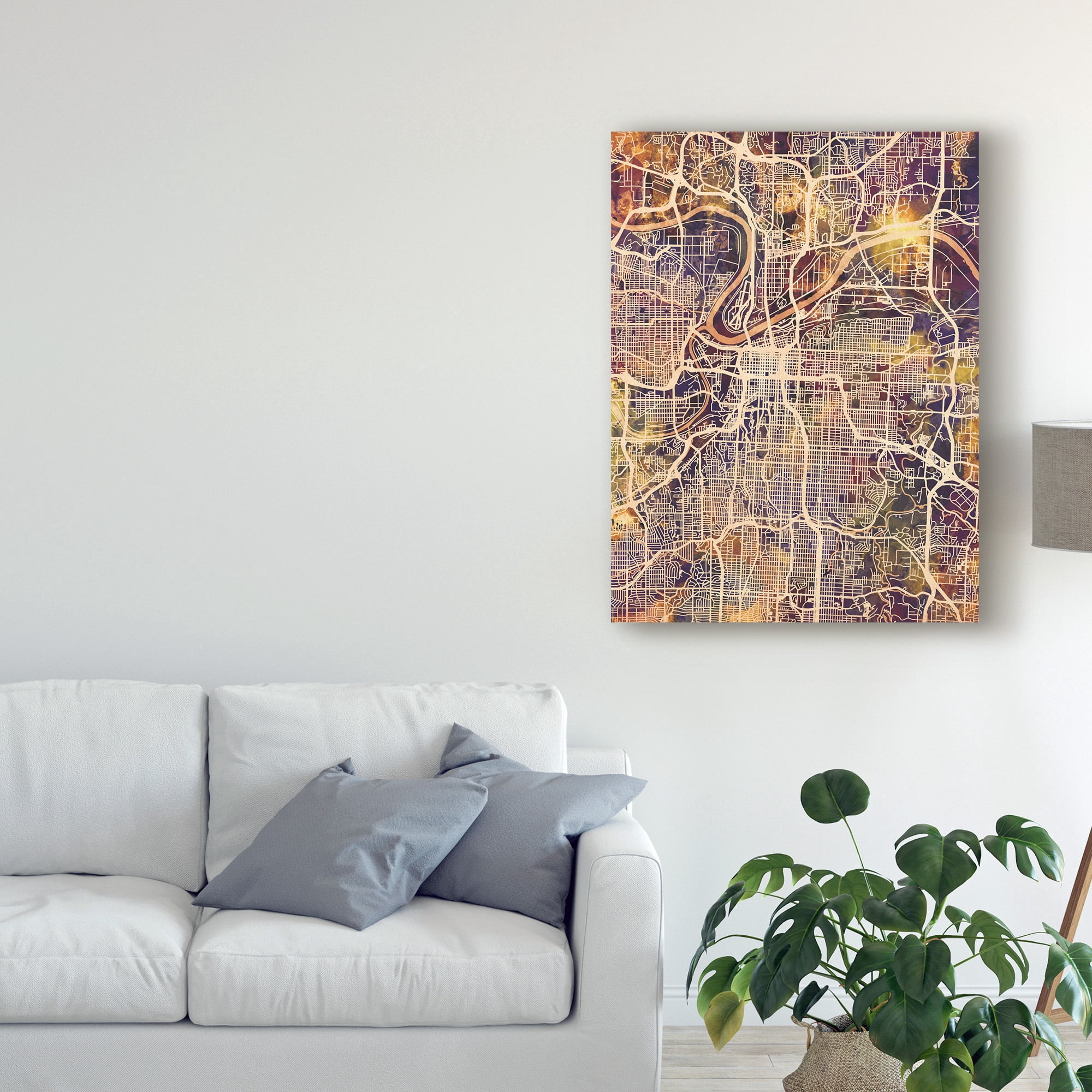 Trademark Fine Art 'Kansas City Missouri City Map II' Canvas Art by Michael Tompsett