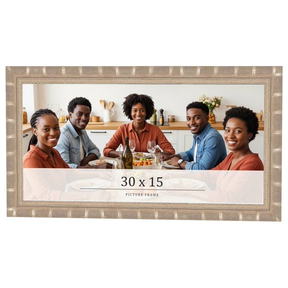 30x15 Frame Silver Real Wood Picture Frame Width 1.5 inches | Interior Frame Depth 0.5 inches |
