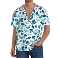 thumbnail image 1 of Balery Cute Shark Camisa Casual de Manga Corta con Botones para Hombre, Texturizada, Estilo Cubano, para Playa, Verano-3X-Large, 1 of 5