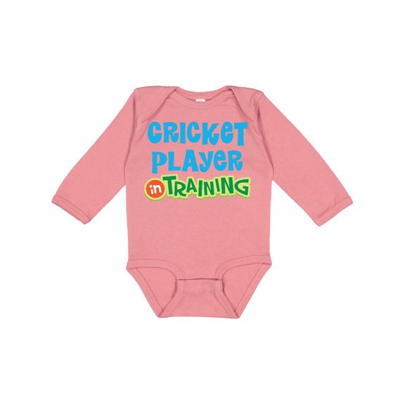 Inktastic Cricket Player in Training Boys or Girls Long Sleeve Baby Bodysuit