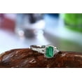 thumbnail image 2 of Classic Art Deco 1.75 Carat Green Emerald 7x5mm Emerald Cut Moissanite Diamond Halo Engagement Ring in 10k White Gold for Her, 2 of 5