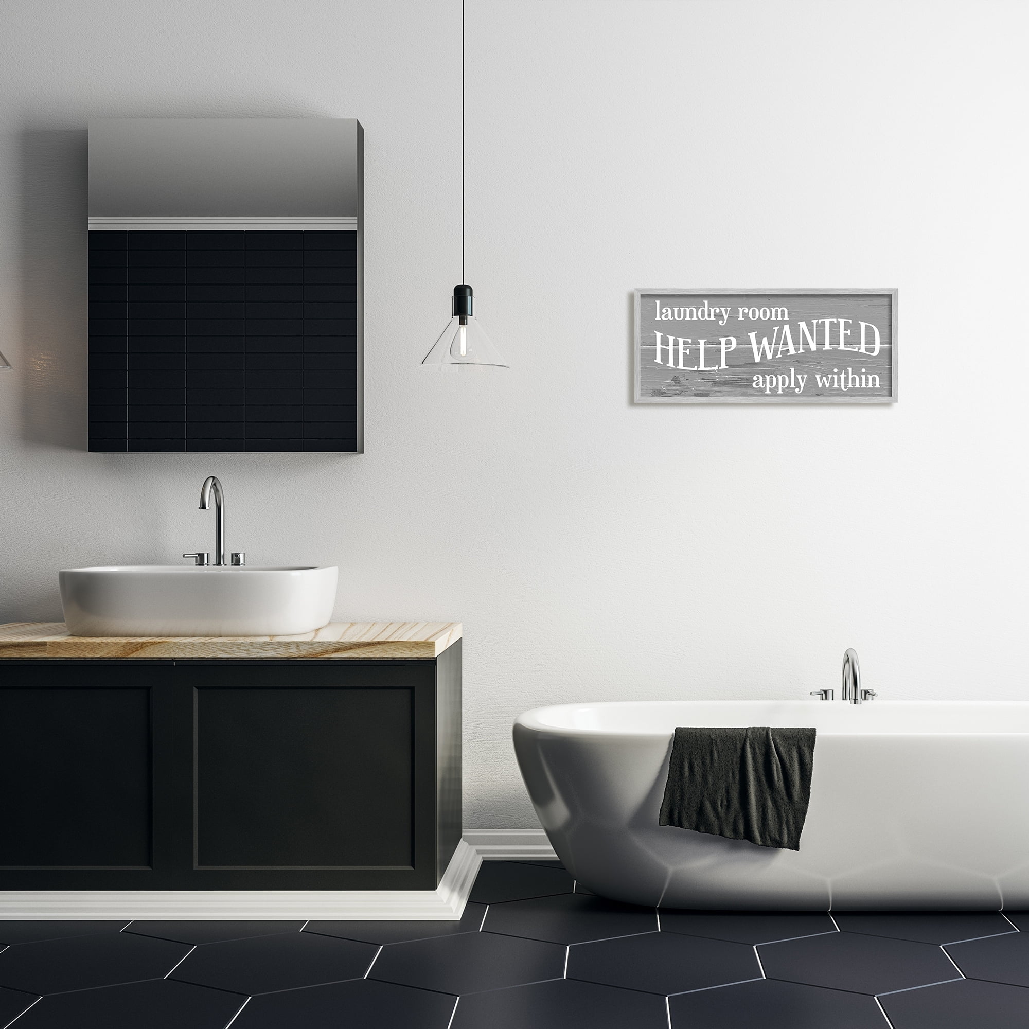 Stupell Industries Help Wanted Laundry Room Rustic Sign Apply Within, 24 x 10, Design by Daphne Polselli