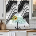thumbnail image 4 of Black Grey Ombre Kitchen Window Curtains, Swag Curtains Valance for Bedroom Living Room Bathroom, Moire Modern Aesthetics Geometric Abstract Rod Pocket Window Curtain Block Drapes 2 Panels 36"x45", 4 of 9