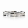 thumbnail image 2 of 1 CT Princess Half Eternity Ring Platinum Plated Silver Band Wedding Anniversary Gift Ring for Women, 2 of 4